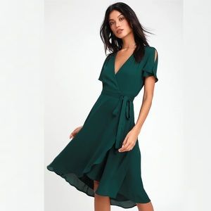 NWT Lulu’s Emerald Green Wrap Dress